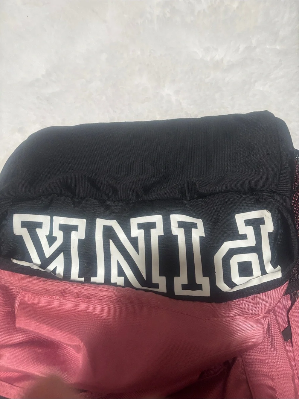 PINK Victoria's Secret Rose Pink & Black Logo Backpack